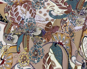 Floral Paisley Printed Rayon Fabric: Apparel Sewing, 52" Wide, Deadstock Rayon by the Yard, Apparel Rayon, Boho Fabric