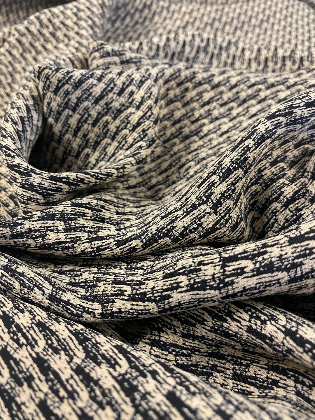 Black and Tan Rayon Fabric by the Yard, Rayon Yardage, Fabric Yardage