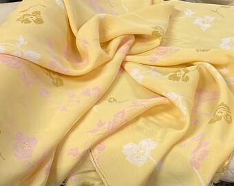 Yellow Rayon Crepe Fabric by the Yard, Rayon Crepe Fabric Yardage, Fabric by the Yard, Yardage