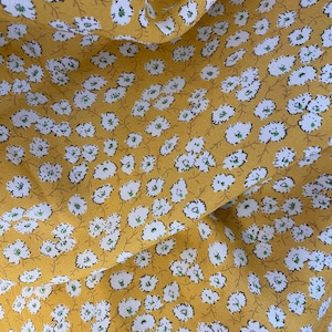 1.75 Yards Mustard Yellow Rayon Fabric, Printed Rayon, Rayon by the Yard, Fabric Yardage, Wide goods