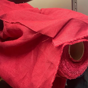 Red Linen Fabric by the Yard, Dyed Red Linen Apparel Yardage, Red Color Linen by the Yard, Linen Deadstock Fabric