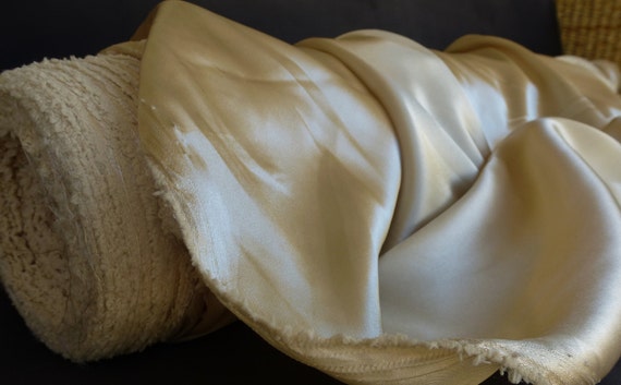 Champagne Poly Charmeuse Fabric: Silky Bridal Apparel, 1.75 Yards