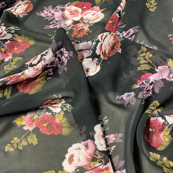 Tela de poliéster transparente color rosa antiguo: Medidas para prendas de vestir (ancho de 55")