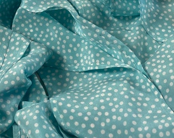 Green Mint Polka Dot Silk Habotai Fabric by the Yard, Silk Yardage, Silk by the Yard