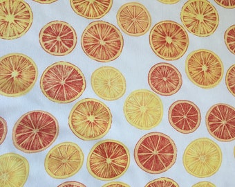 Orange and Lemon Slices Rayon Crepe Fabric by the Yard, Fabric by the Yard, Rayon Yardage