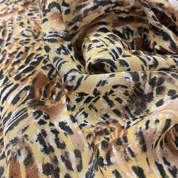 Animal Print Rayon Georgette Fabric by the Yard, Sheer Rayon Yardage, Fabric by the Yard, Yardage