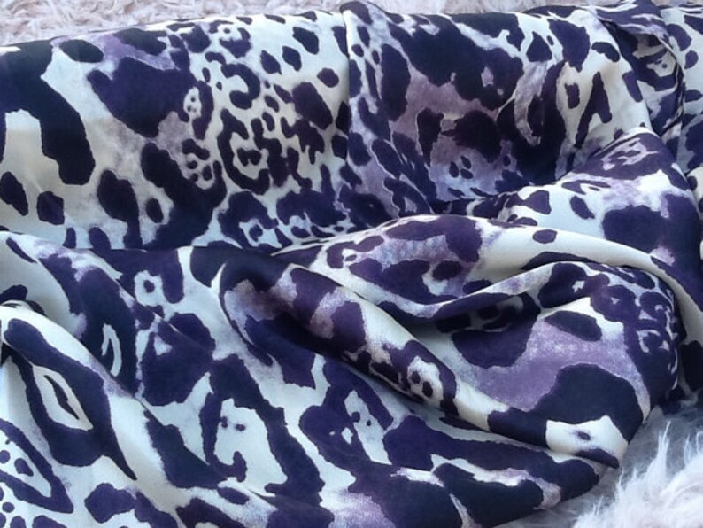 Purple Leopard Satin Fabric by the Yard Satin Yardage Fabric Etsy