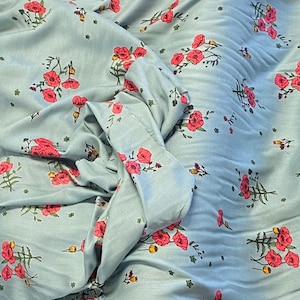 Green Vine Rayon Challis Fabric by the Yard, Rayon Fabric Yardage, Fabric by the Yard, Yardage