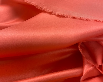 Coral Silk Charmeuse Fabric by the Yard, Silk Yardage, Fabric by the Yard, Silk by the Yard, Wide Goods