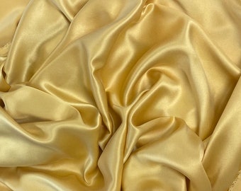 Gold Silk Charmeuse Fabric by the Yard, Silk Yardage, Fabric by the Yard, Silk by the Yard, Wide Goods