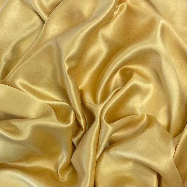 Gold Silk Charmeuse Fabric by the Yard, Silk Yardage, Fabric by the Yard, Silk by the Yard, Wide Goods