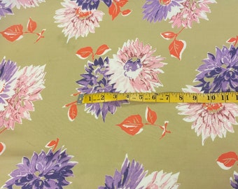 Golden Floral Rayon Georgette Fabric by the Yard, Rayon Yardage, Fabric by the Yard, Yardage