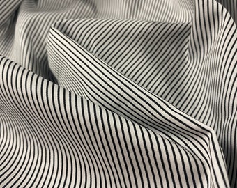 Striped Shirting Cotton, Pin Striped Cotton Fabric by the Yard, Cotton Yardage, Cotton Voile Yardage