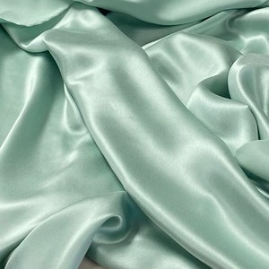 Mint Green Silk Charmeuse Fabric by the Yard, Silk Yardage, Fabric by the Yard, Silk by the Yard, Wide Goods image 1