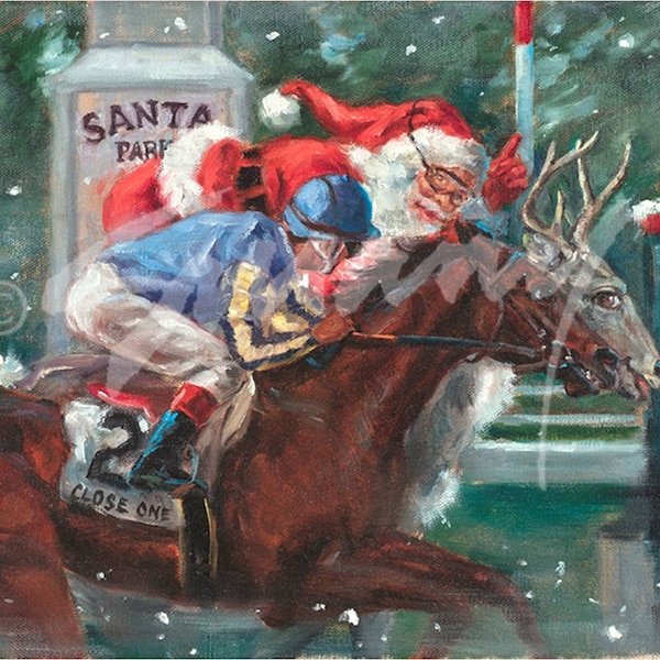 Christmas Card of Horse Racing - "Santa Park" by Celeste Susany