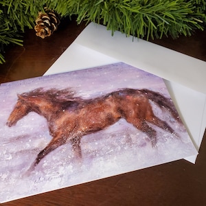 Christmas Card of Horse in Snow - &quot;Snowy Strides&quot; by Celeste Susany