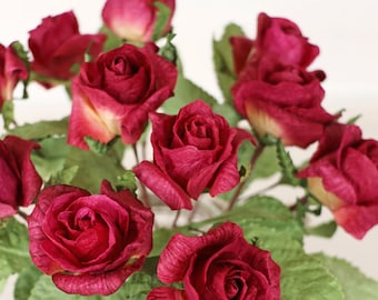 Ramo de flores de papel o rosas rojas para San Valentín, primer aniversario o regalo romántico.