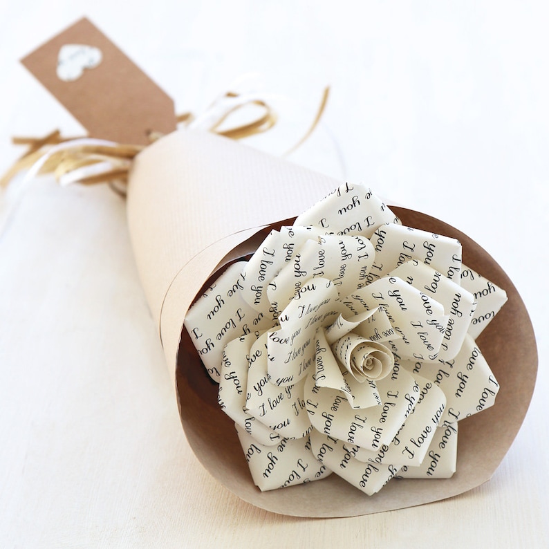 I Love You Paper Rose: Handmade Romantic Gift image 1