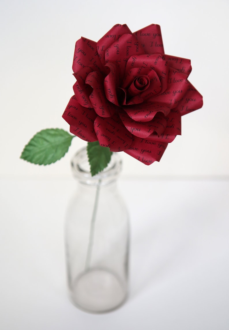 I Love You Paper Rose: Handmade Romantic Gift image 3