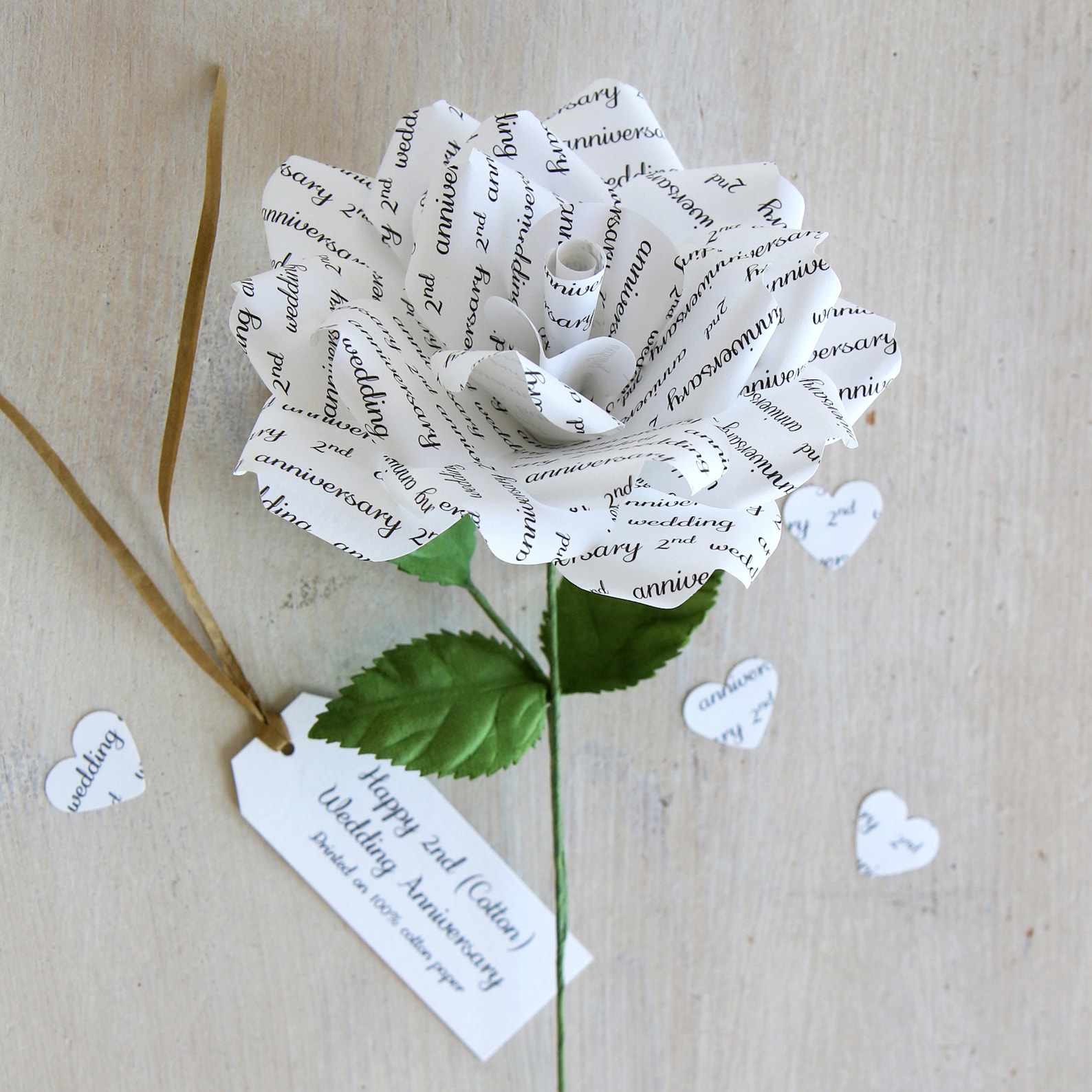 2nd Cotton Anniversary Gift Cotton Paper Rose for Second Etsy UK
