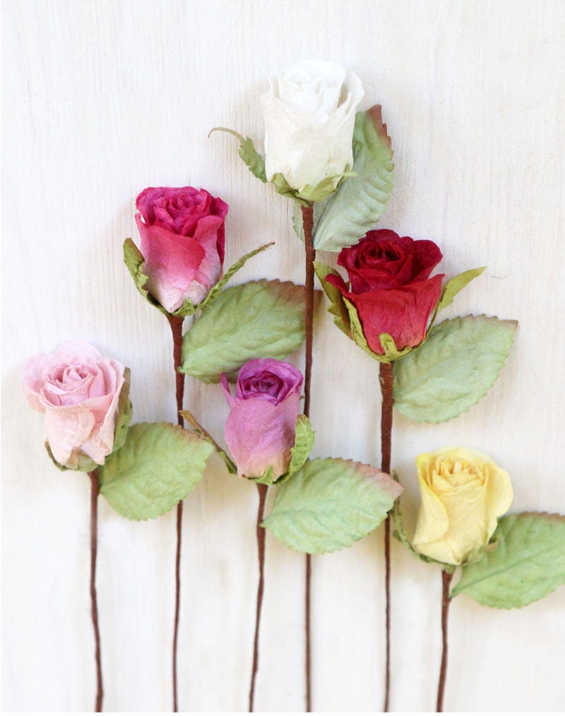 Small Paper Roses X3 For Craft Weddings Favours Decoration Etsy