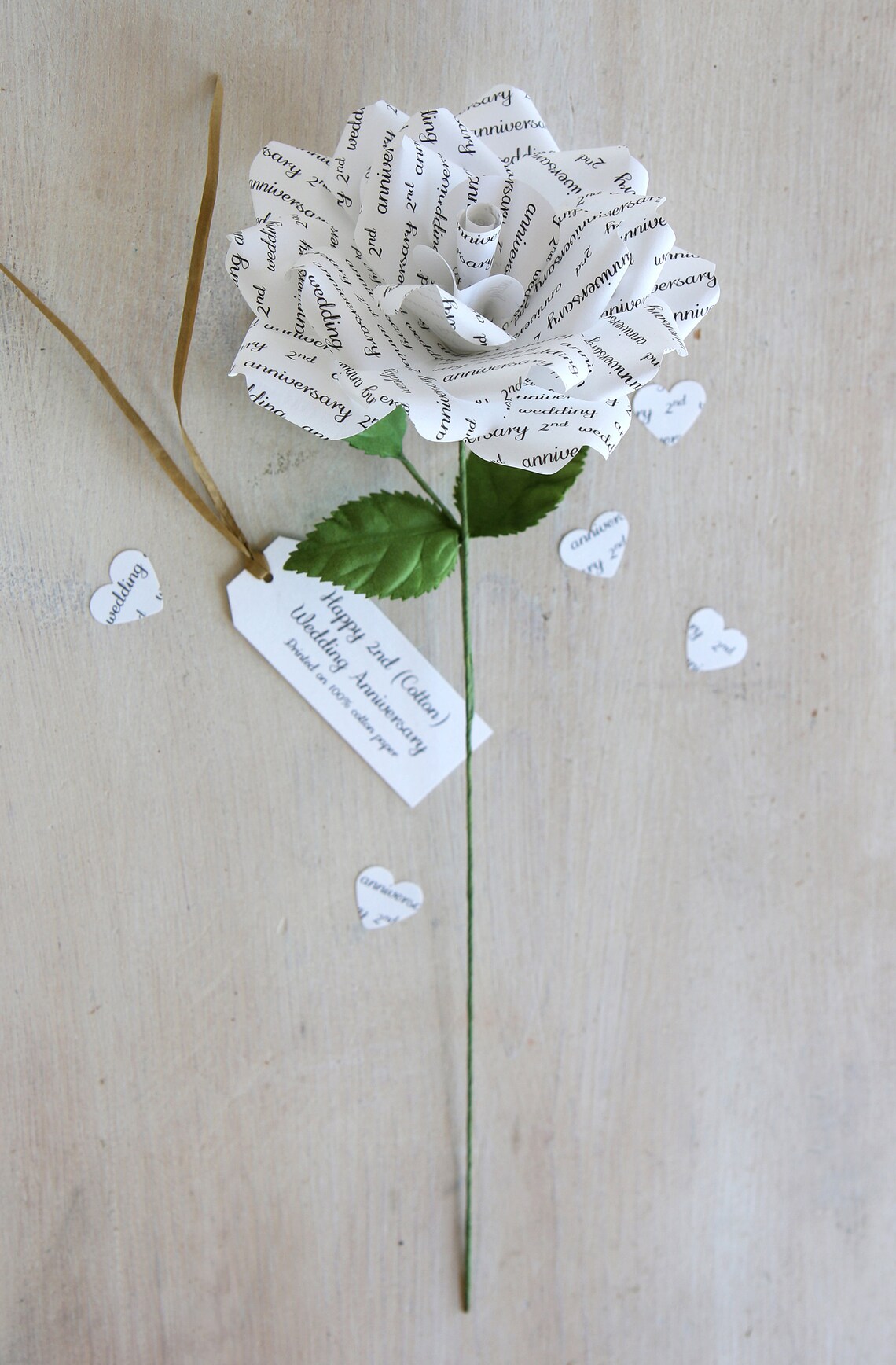 2nd Cotton Anniversary Gift Cotton Paper Rose for Second Etsy