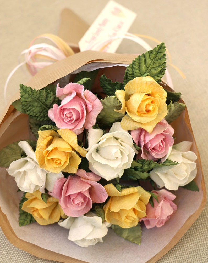 Paper Rose Bouquet Paper or First Anniversary Gift Etsy