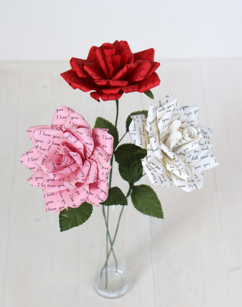 I Love You Paper Rose: Handmade Romantic Gift image 6