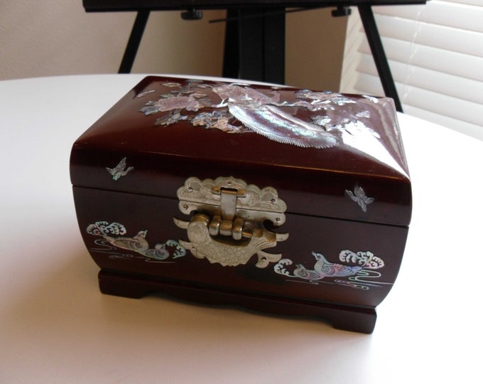 Korean Jewelry Box With Mother of Pearl Inlay Etsy