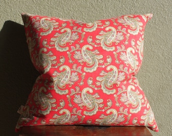 Red Paisley Pillow Cover / Cottage Chic Pillow / Red Throw Pillow / Patterned Pillow / Red Accent Pillow/ Decorative Pillow /Red Sofa Pillow