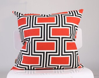 Red Geometric Pillow Cover, Accent Cushion Cover, Red Square Pillow, Home Decor Pillow,  Throw Pillow, Decorated Pillow