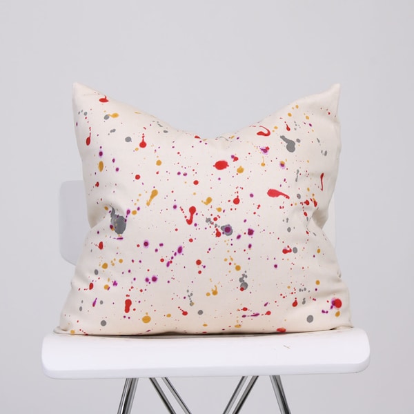 Hand Painted Pillow Cover / Paint Splatter Pillow /  Decorative Pillow / Canvas Pillow / Paint Throw Pillow / Sofa Pillow / Accent Pillow