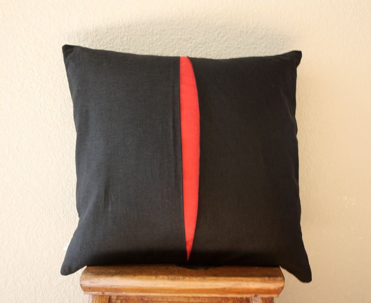 Black Red Linen Pillow Cover /two Tone Pillow /modern Cushion Cover