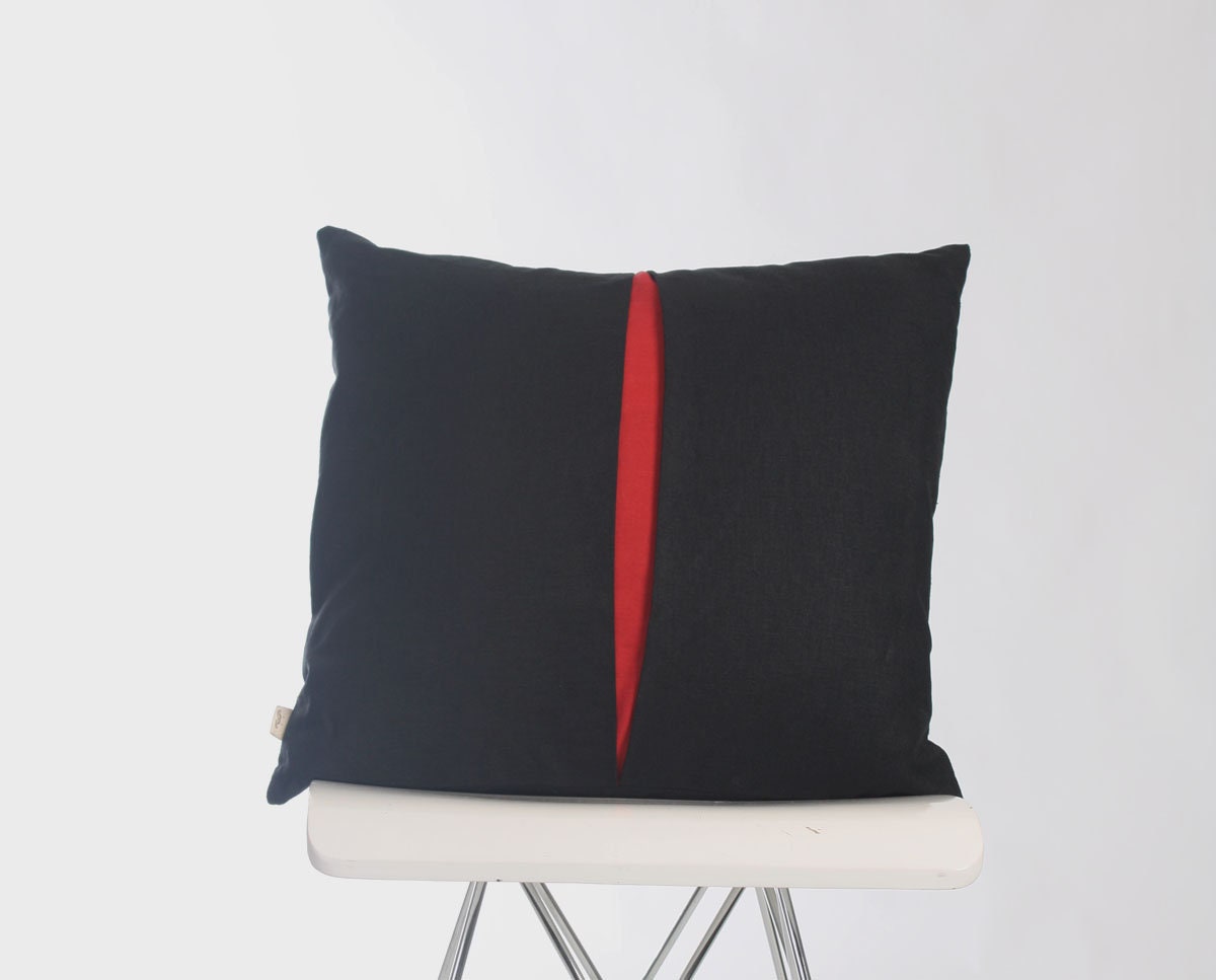 Black Red Linen Pillow Cover /two Tone Pillow /modern Cushion Cover