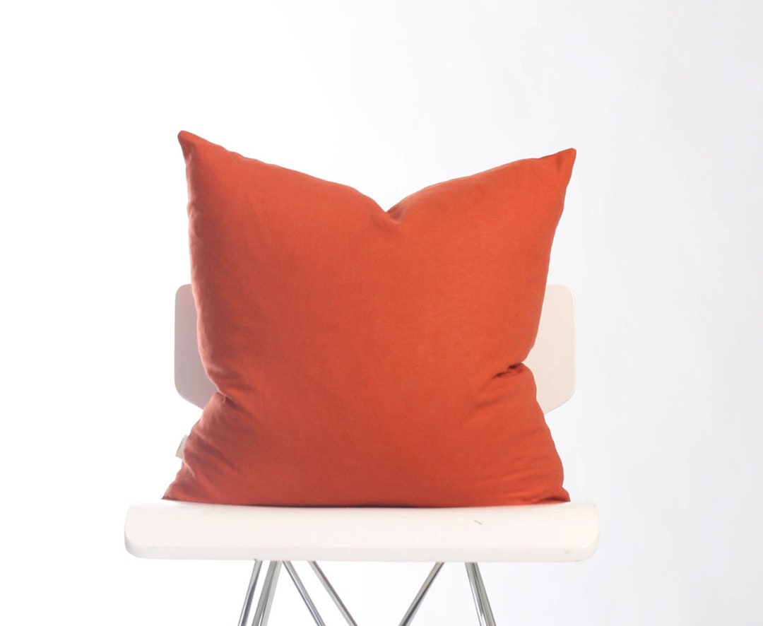 Pumpkin Linen Pillow Cover / Dark Orange Cushion Cover / Decorative