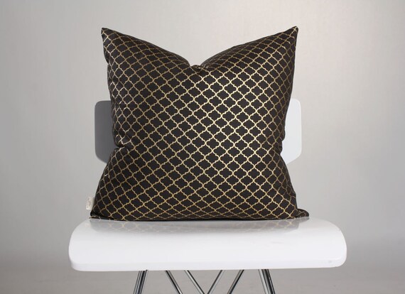 Moroccan Tile Pillow Black Gold Pillow Decorative Pillow Etsy