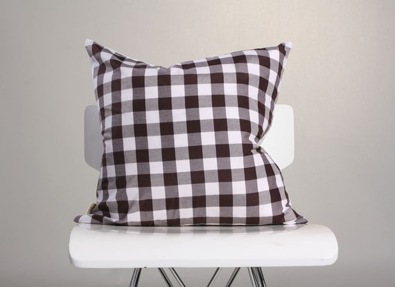 Gingham Pillow Cover /  Checker Pillow / Plaid Pillow /  Brown Cushion / Sofa Pillow/ Throw Pillow/ Cottage Pillow/ Accent Pillow/Home Decor