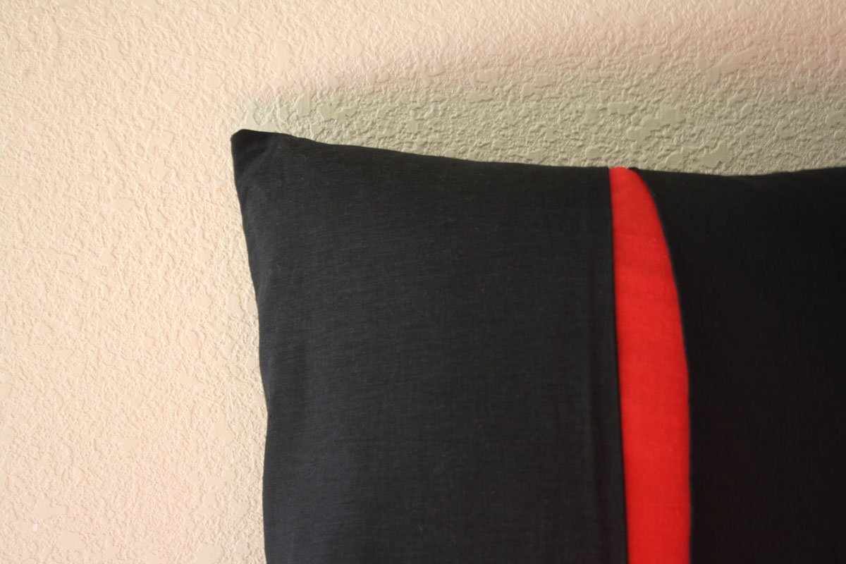 Black Red Linen Pillow Cover /two Tone Pillow /modern Cushion Cover