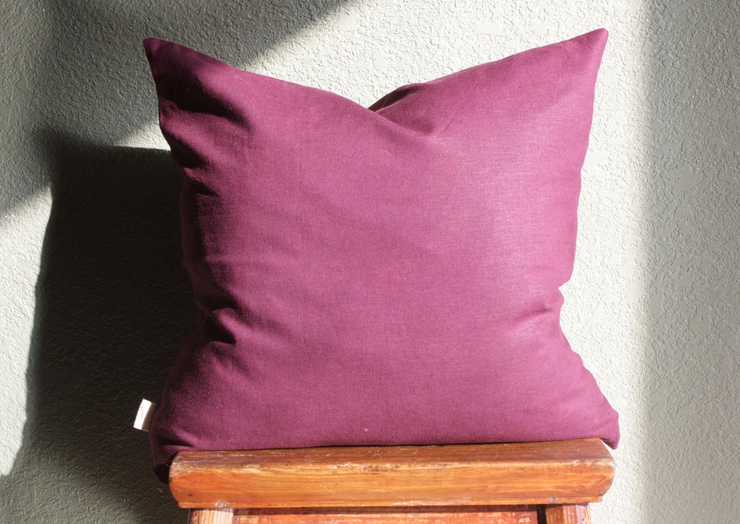 Eggplant Linen Pillow Cover, Eggplant Cushion Cover, Decorative Pillow