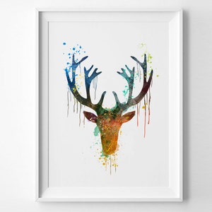 STAG Antler Akwarela Sztuka Wydruk Zwierzę Jeleń Dekoracja Domu Sztuka Sypialniana Ilustracje Sztuka Wydruk Ścienny Sztuka Plakat Dekoracja Ścienna Sztuka Dom (6-Nº6)
