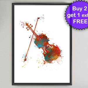 VIOLIN Watercolor Art Print Music Instrument Ink Art Painting illustrations Art Print Wall Art Poster Giclée Wall Decor Art Home (39-N4)