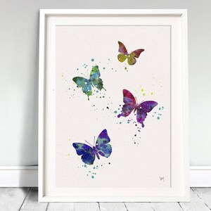 BUTTERFLY Print Watercolor Art Print Ink Colorful Vintage Painting illustrations Art Print Wall Art Poster Giclée Wall Decor Art (38-Nº2)