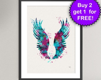 ANGEL WINGS Watercolor Art Print angel bird wing Ink Painting illustrations Art Print Wall Art Poster Giclée Wall Decor Art Home (5-Nº2)