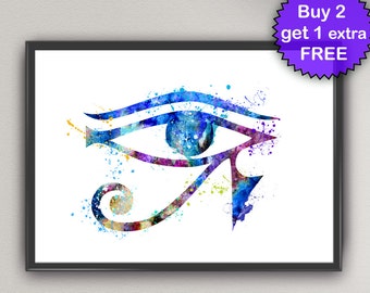 HORUS EYE Watercolor Art Print Egyptian God of Ancient Egypt Ink Painting illustrations Art Print Wall Art Poster Wall Decor Home (29-N6)