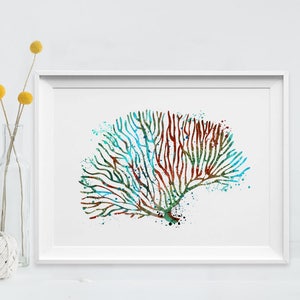 Watercolor Coral Print Bathroom Decor Art Sea Life Coral Art Sea Nautical Art Coral Beach Decor Coastal Decor Blue Coral Underwater (46-Nº1)
