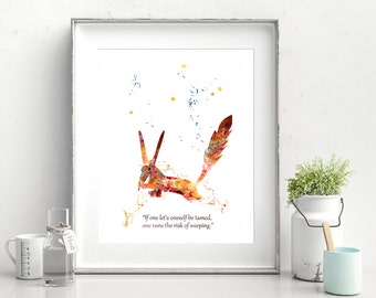 Le Petit Prince watercolor inspired Watercolor Print Prince Print English Quote  Painting Art Kids Gift Decor Poster Saint Exupery (56-Nº15)