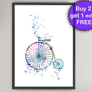 BICICLETA ANTIGUA Impresión de Arte de Acuarela Tinta Pintura de Bicicletas Vintage Ilustraciones Impresión de Arte Arte de Pared Póster Giclée Decoración de Pared Arte Hogar (15-Nº2)