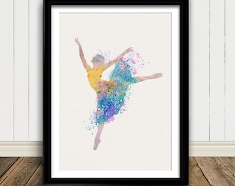 BALLERINA Watercolor Art Print Ballet Dancer Baby Shower Nursery Birthday Gift Nursery Classic Dance Wall Art Poster Wall Decor (10-Nº4)