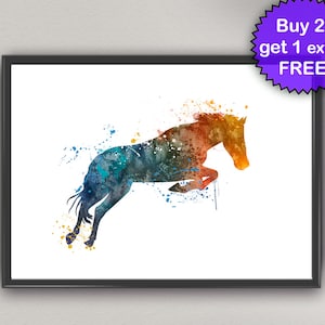 HORSE Watercolor Art Print Animal Ink Painting Stallion Birthday Gift Art Print Wall Art Poster Giclée Wall Decor Art Home (6-Nº1)