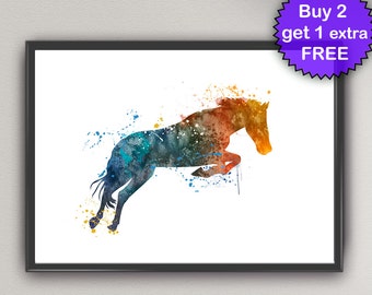 HORSE Watercolor Art Print Animal Ink Painting Stallion Birthday Gift Art Print Wall Art Poster Giclée Wall Decor Art Home (6-Nº1)